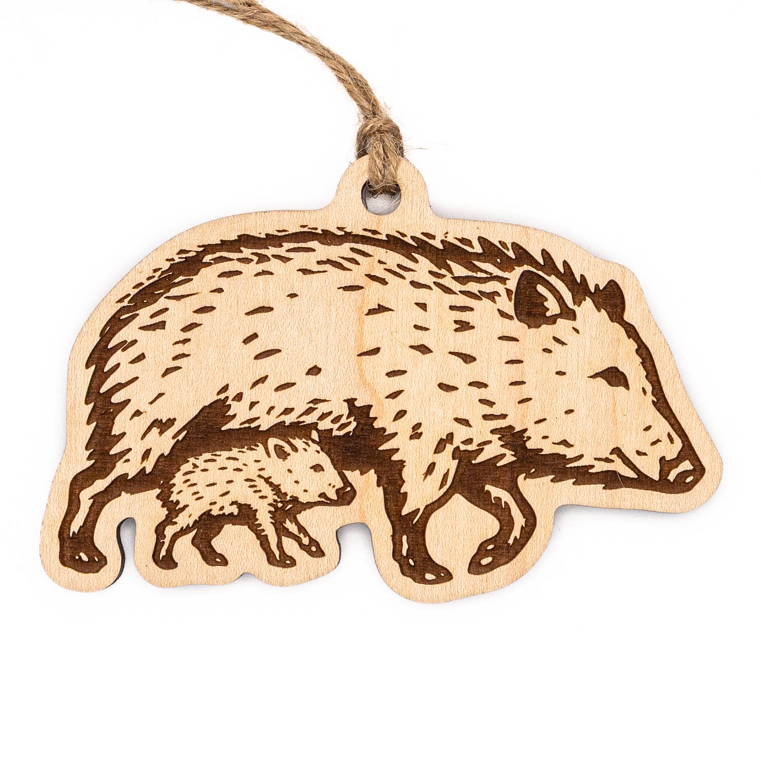 Javelina & Baby Wooden Ornament