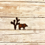Javelina and Prickly Pear Cactus Rustic Ornament