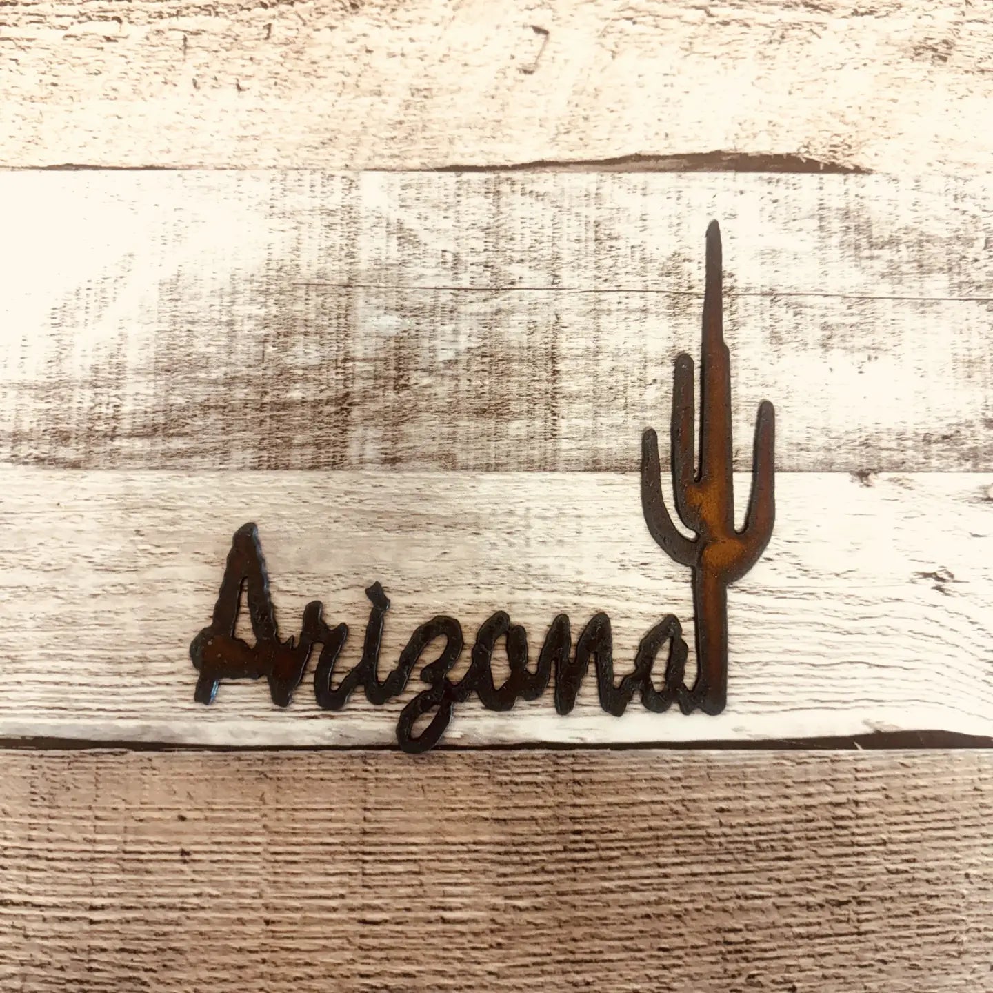 Arizona Script with Saguaro Rustic Magnet – Earthwild.com / Blue Planet ...