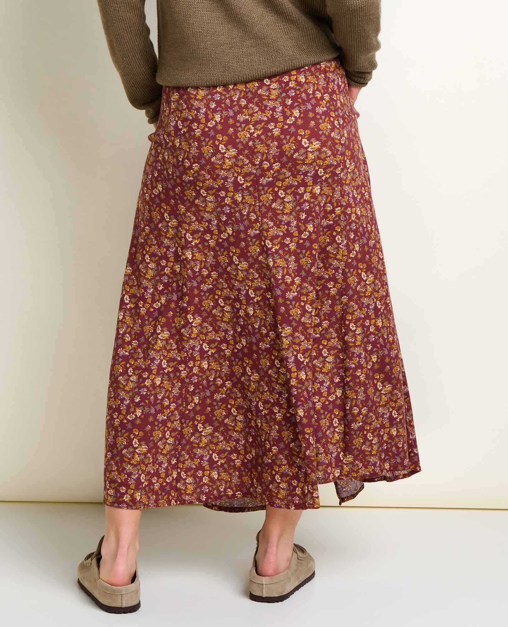 Manzana Paneled Midi Skirt - Malbec Print