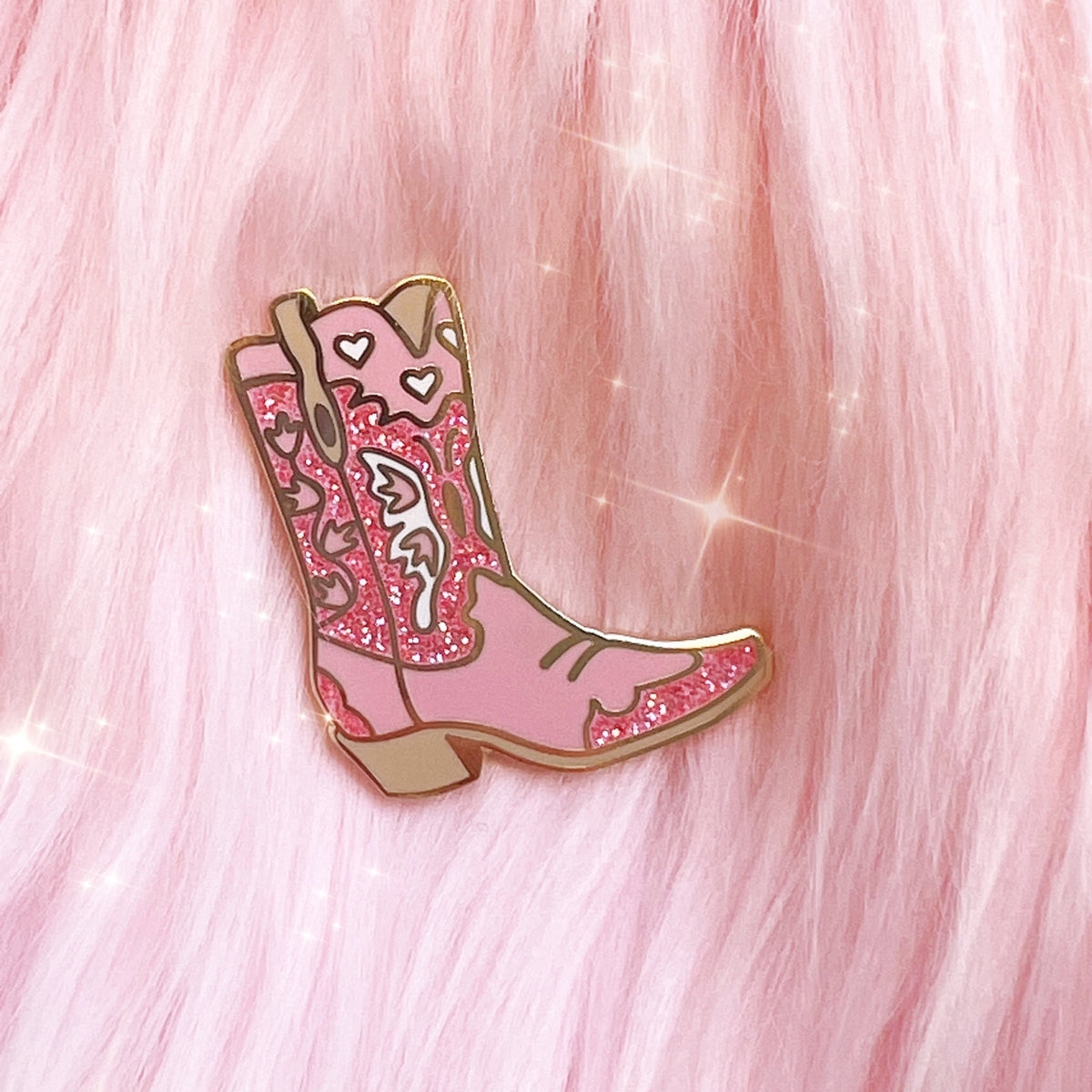 Pink Cowgirl Boot Enamel Pin