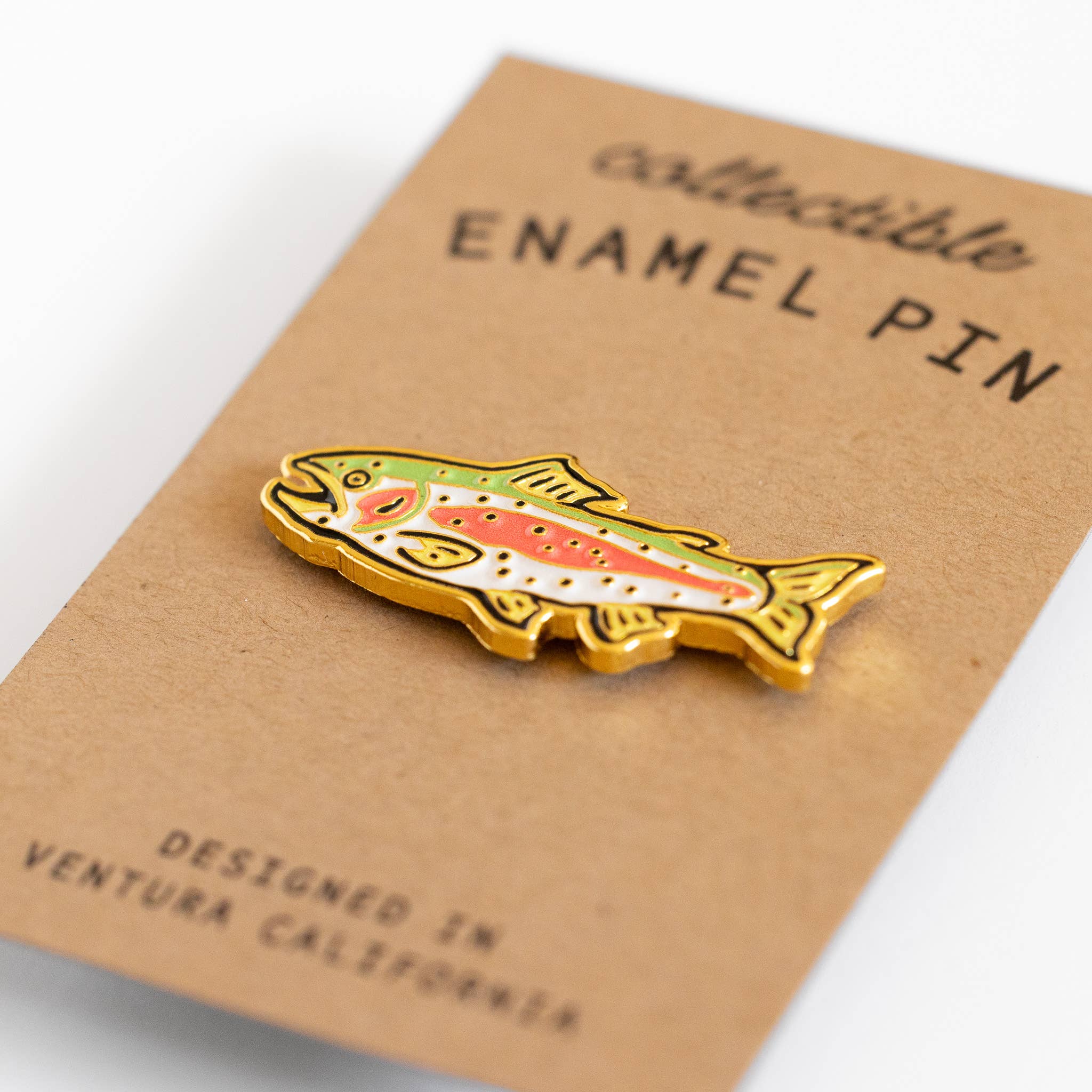 Rainbow Trout Enamel Pin - Metallic Gold