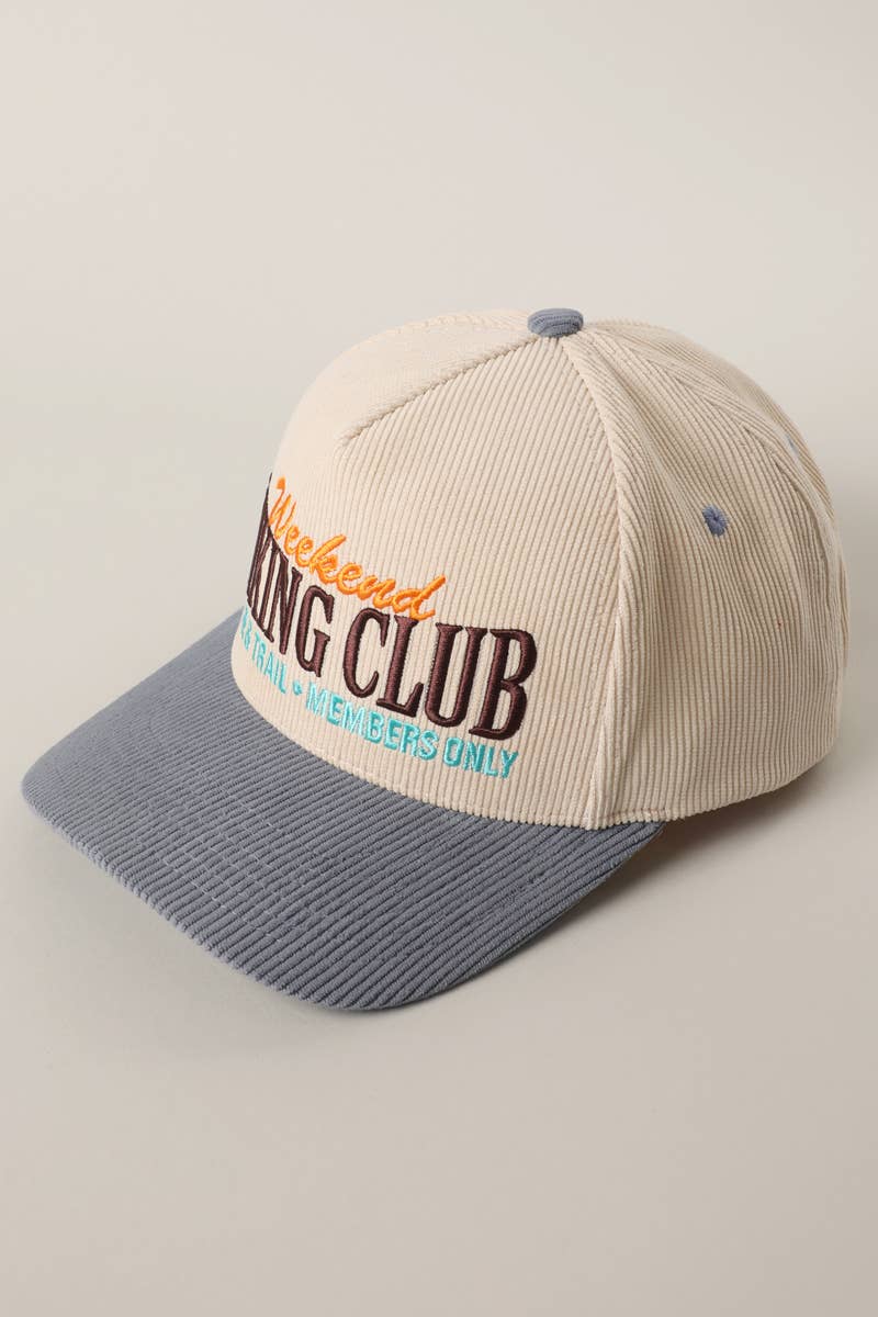 Hiking Club Embroidered Corduroy Trucker Hat