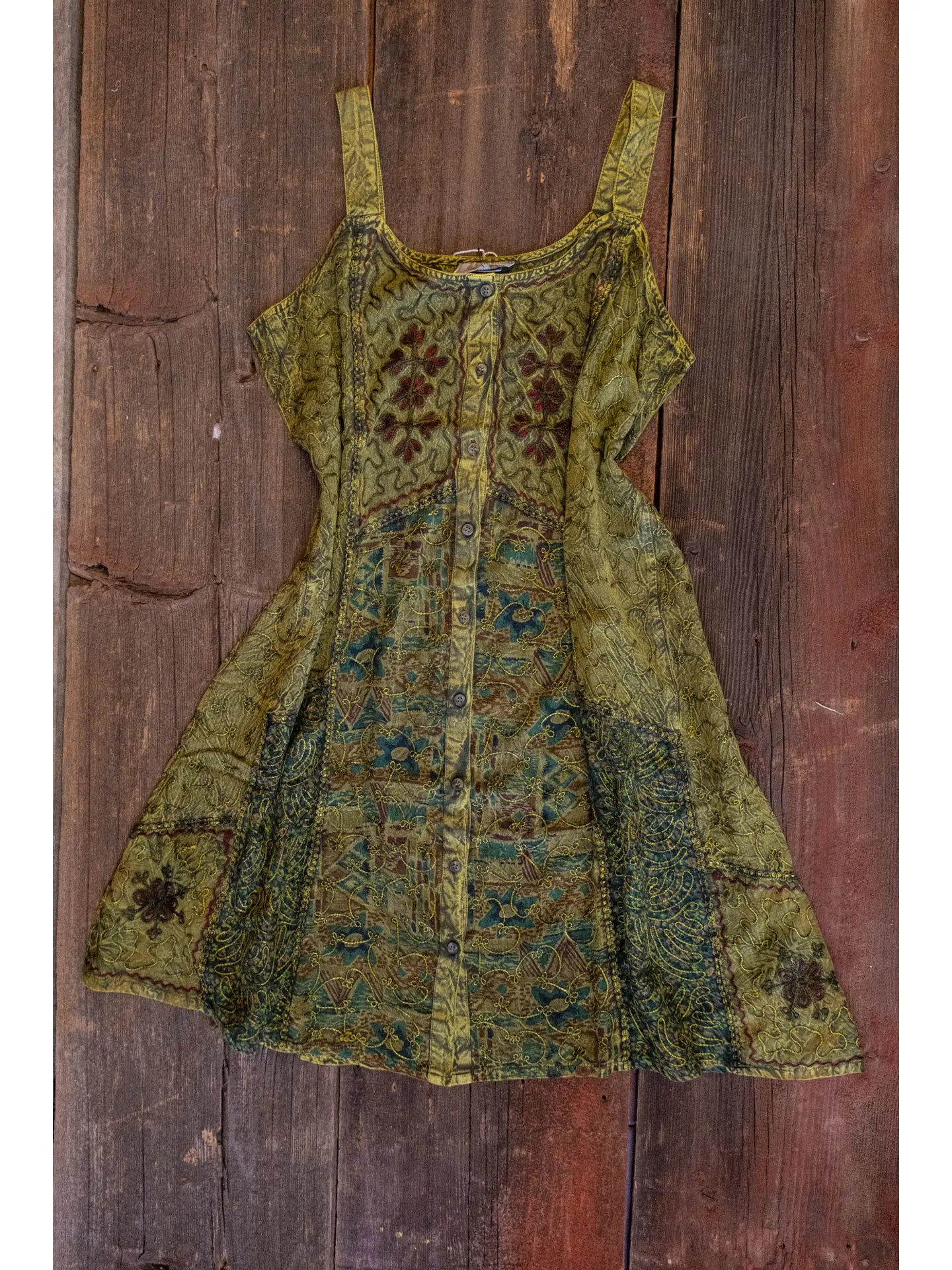 Embroidered Patchwork Mini Dress