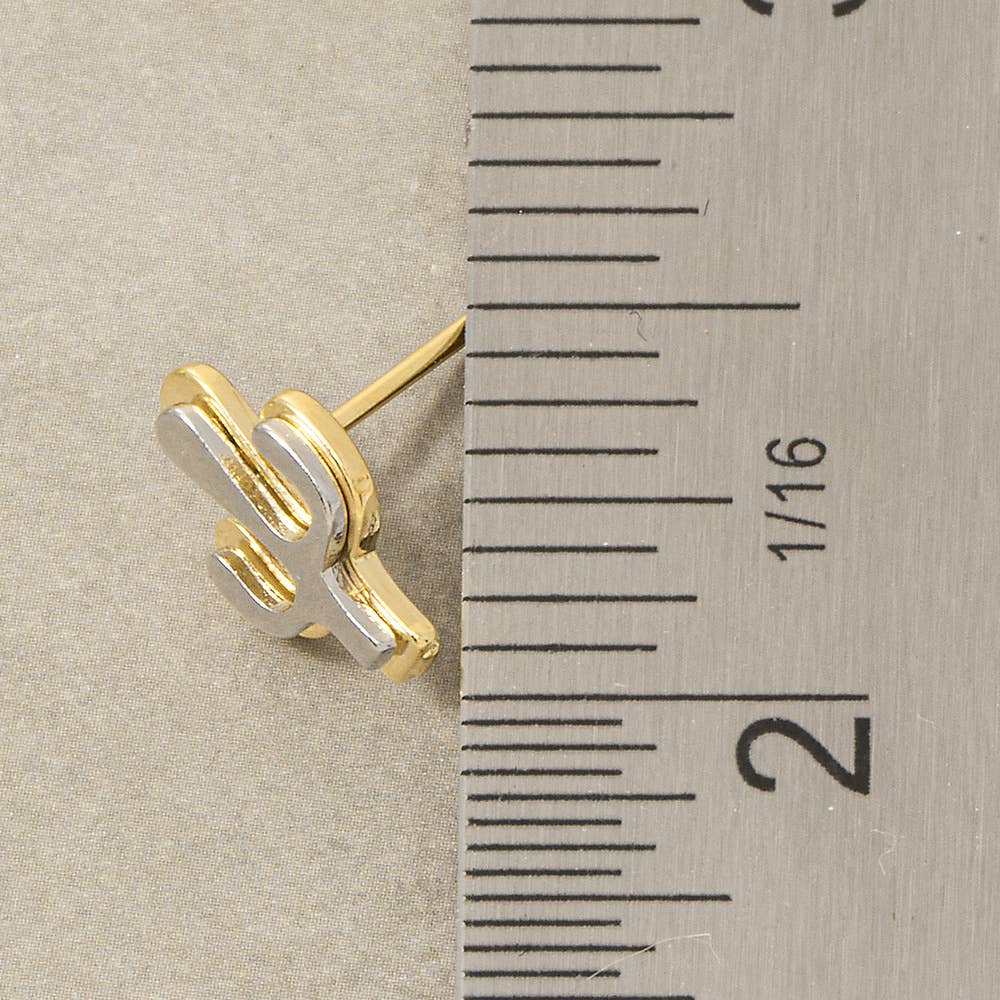Two Tone Cactus Stud Earrings