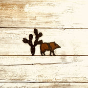 Javelina and Prickly Pear Rustic Magnet