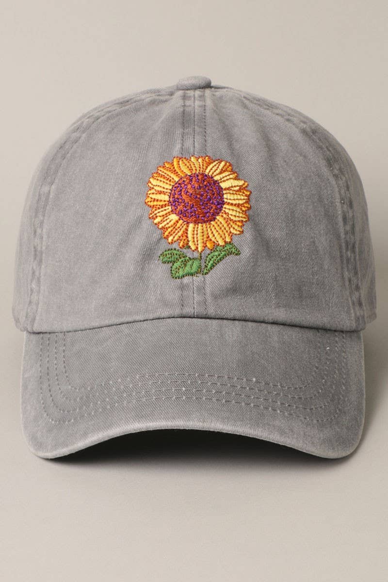 Sunflower Embroidery Baseball Cap Hat