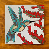 Hummingbird with Ocotillo Hand-Glazed Art Tile Trivet