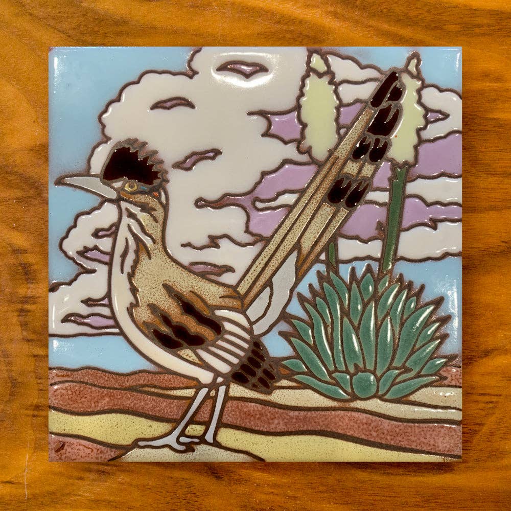 Roadrunner Hand-Glazed Art Tile Trivet