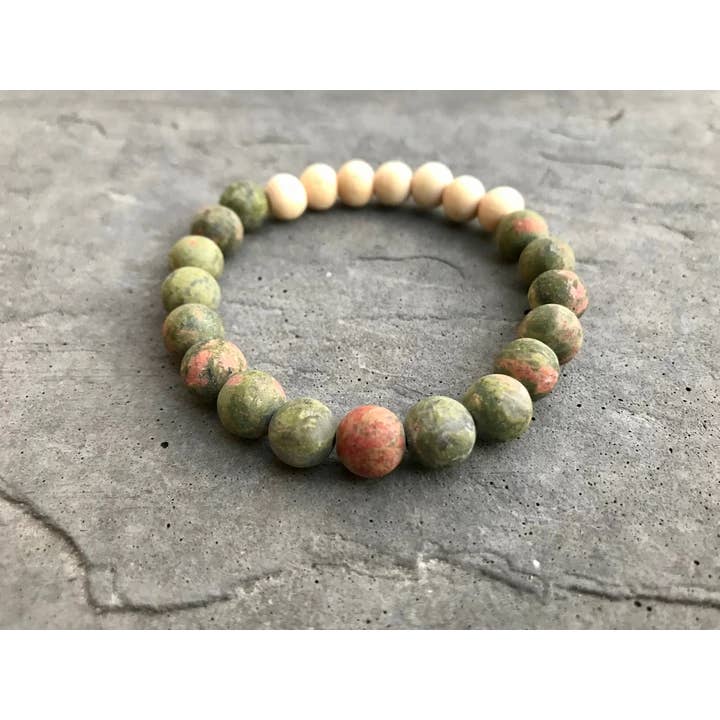 Be Present / Unakite Stone Aromatherapy Bracelet