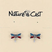 Gemstone Inlay Dragonfly Studs