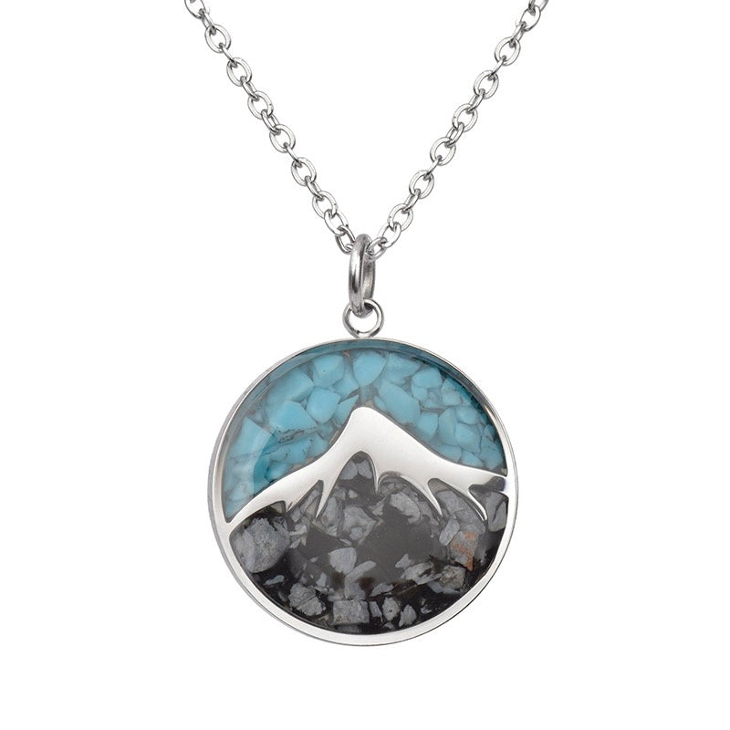 Mountain and Earth Round Obsidian and Turquoise Necklace