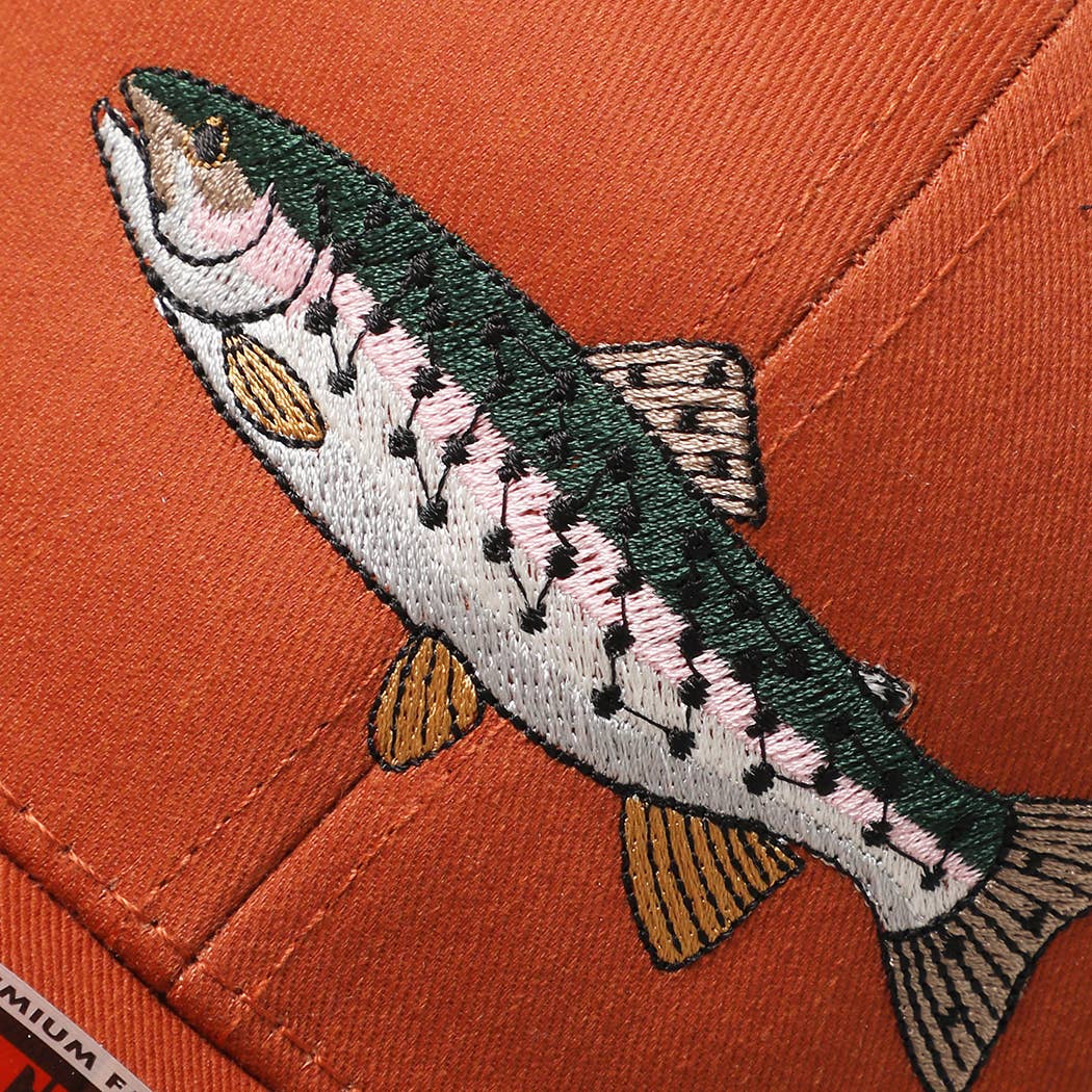 Rainbow Trout Embroidered Trucker Hat