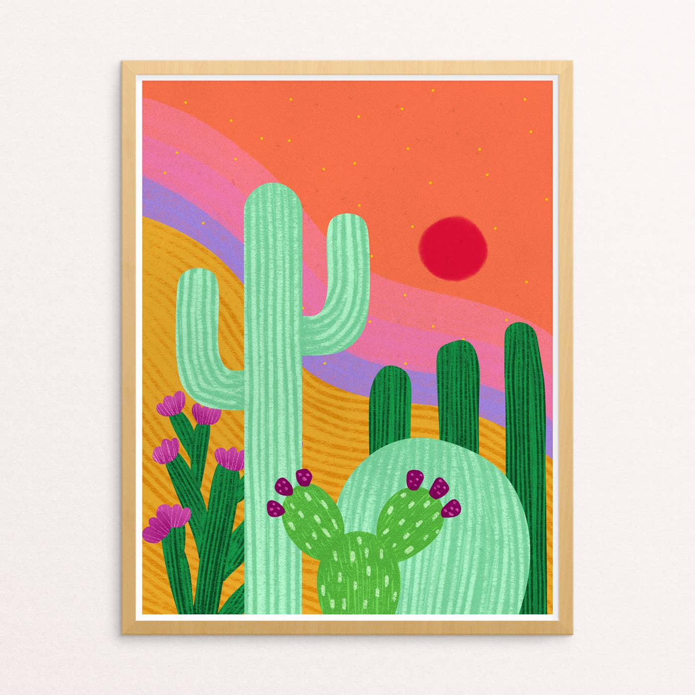Cactus Sunset Art Print - 8 x 10