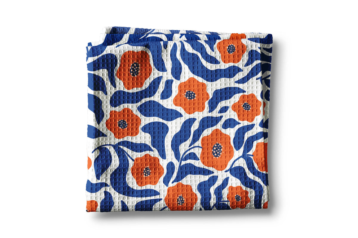 Orange Poppies Waffle Hand Towel