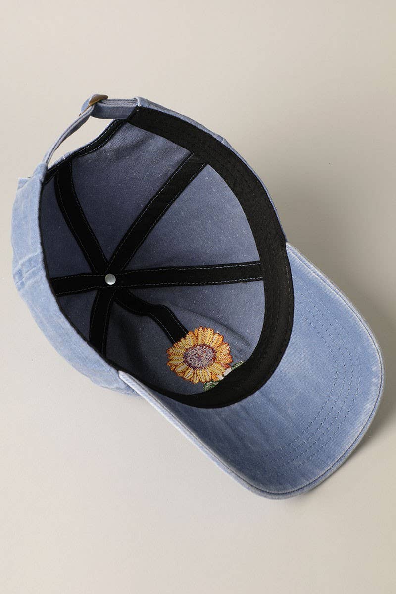 Sunflower Embroidery Baseball Cap Hat