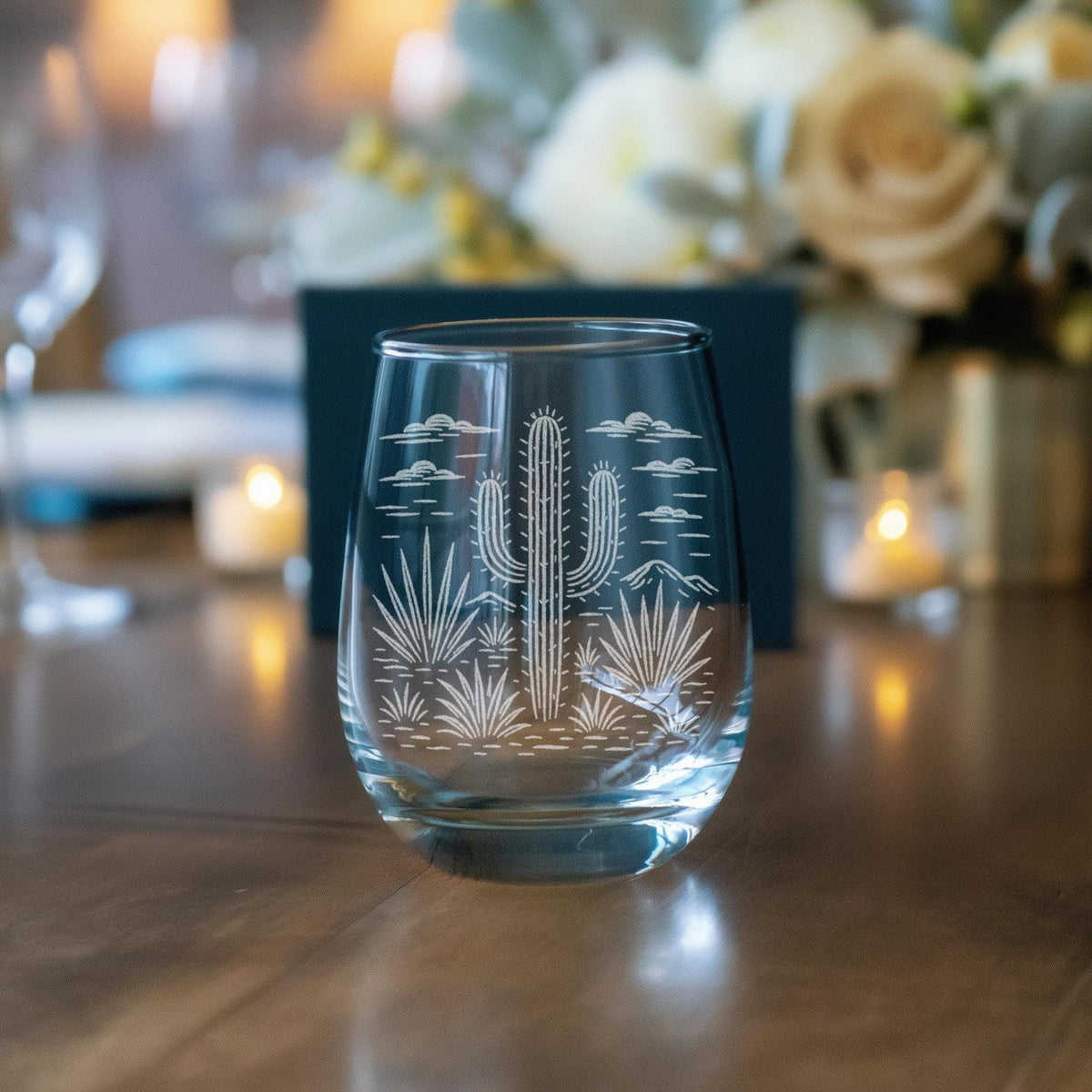 Saguaro Cactus Stemless Wine Glass