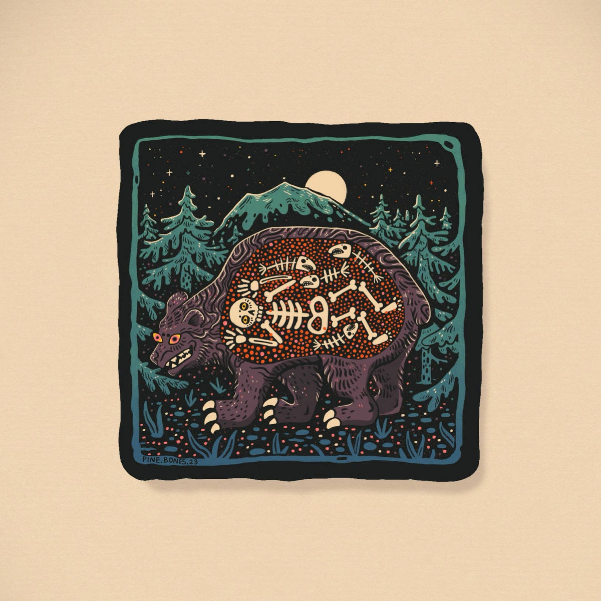 Skeleton Bear Sticker