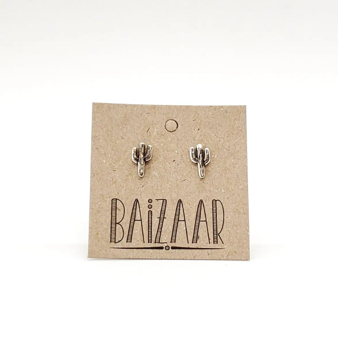 Silver Saguaro Cactus Stud Earrings