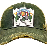 Camping is my Happy Place Distressed Trucker