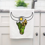 Longhorn Desert Scene Tea Towel