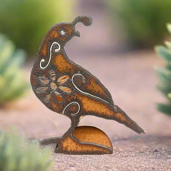 Quail Floral Metal Cut Out Standee
