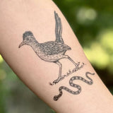 Roadrunner and Snake Temporary Tattoo