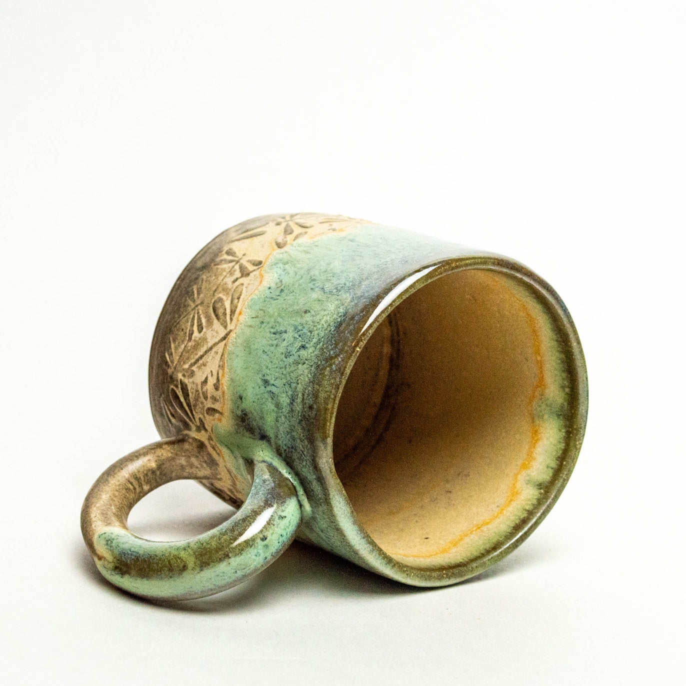 Green Dragonfly Handmade Ceramic Mug - 10 oz