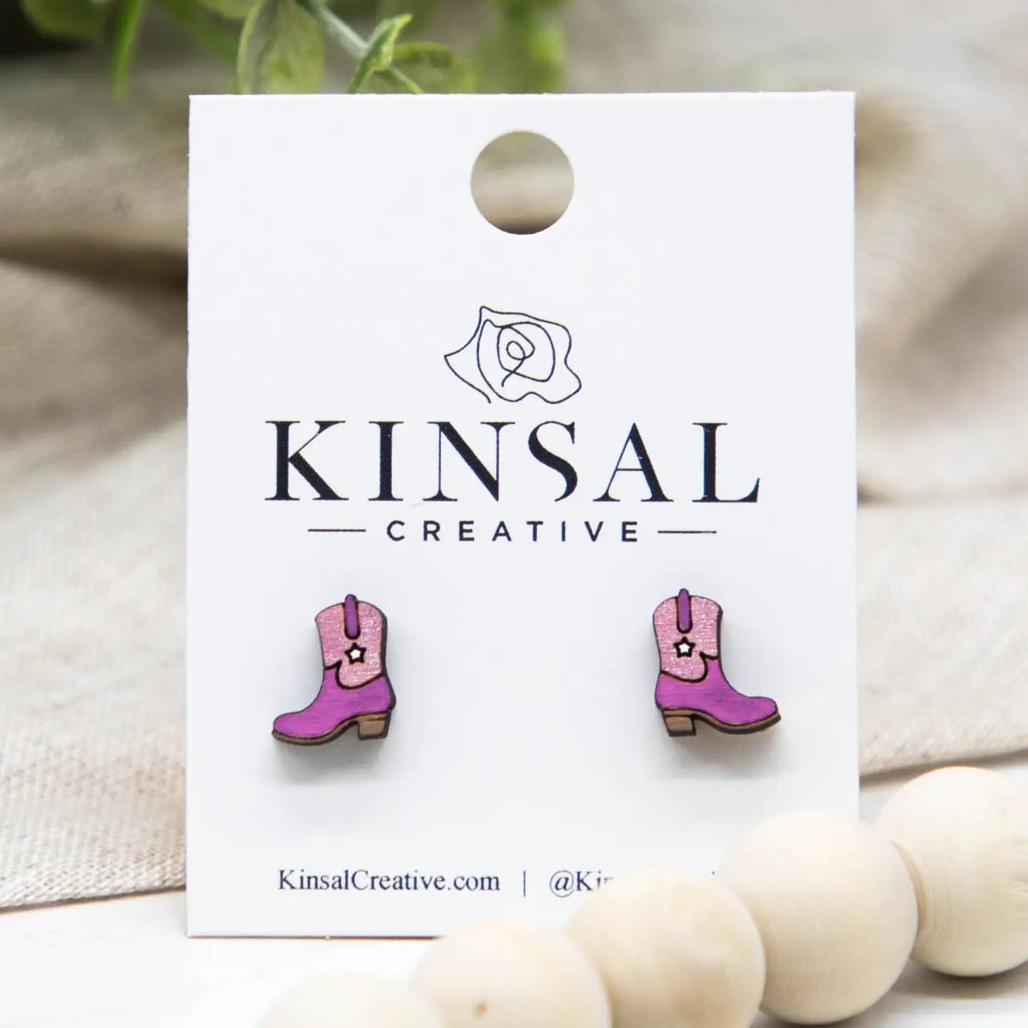 Wooden Cowgirl Boot Earrings