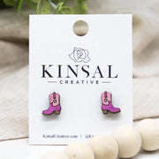 Wooden Cowgirl Boot Earrings