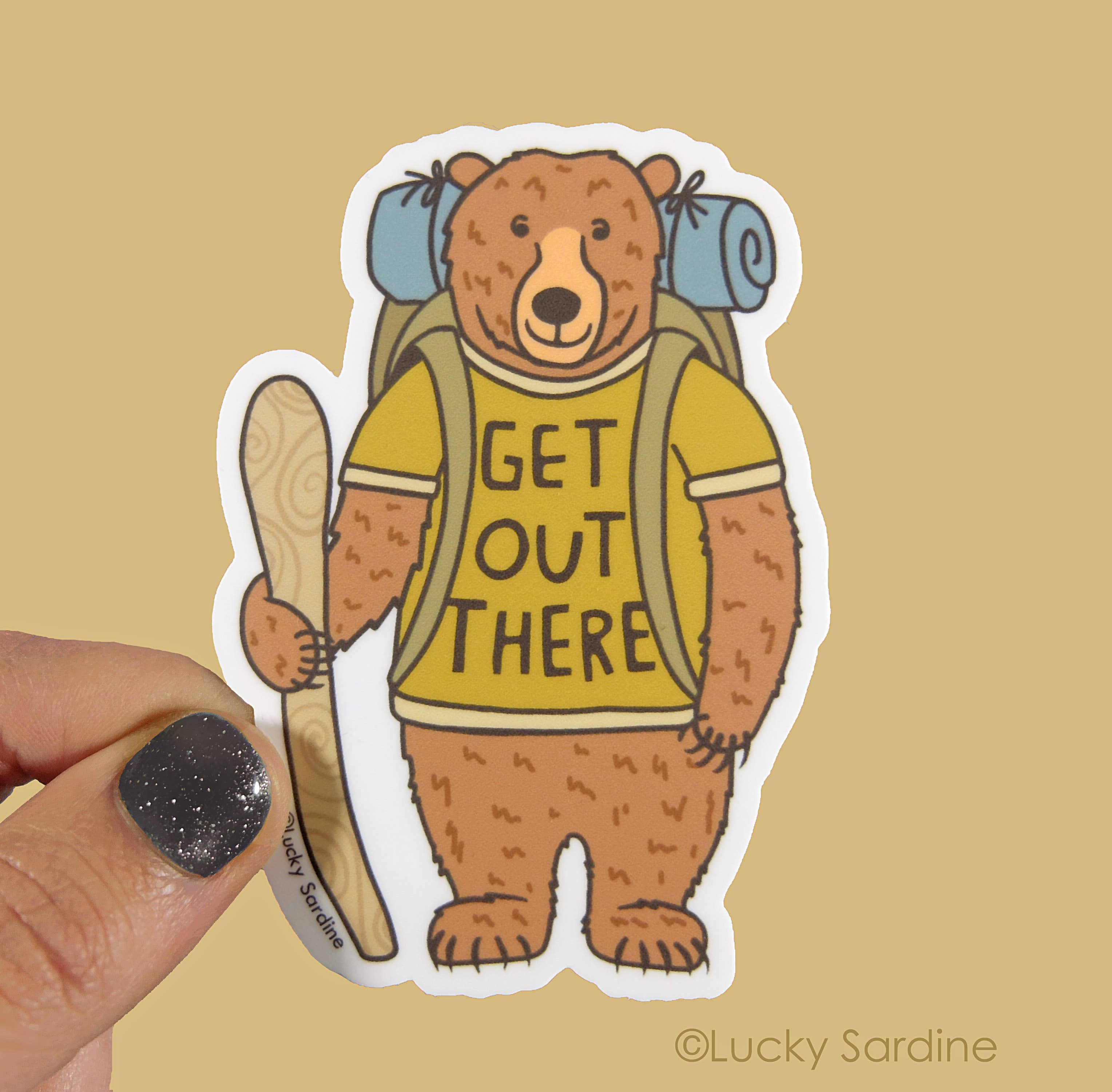 Get Out There Bear Hiking Sticker