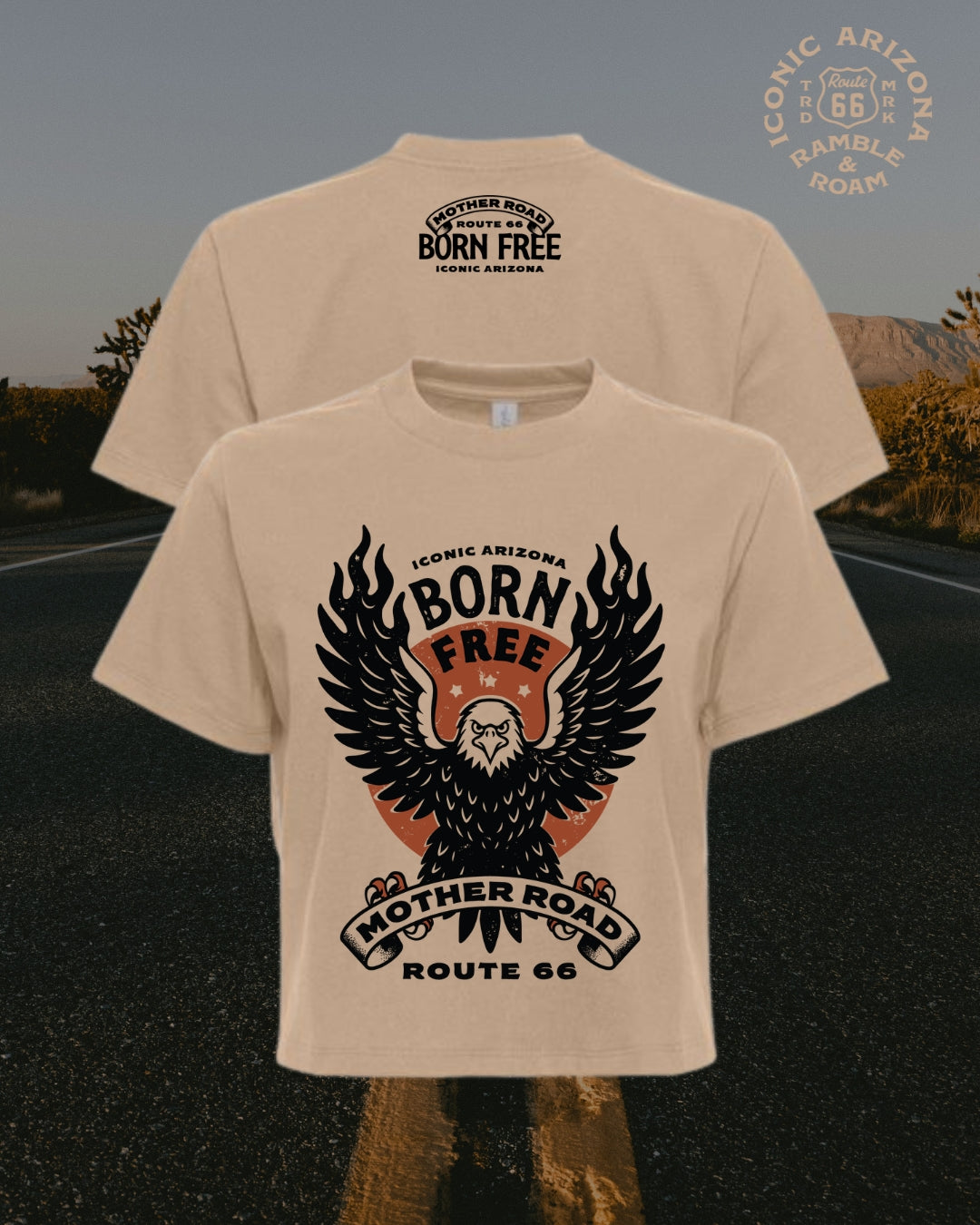 Born Free Ladies Boxy Crop - Route 66
