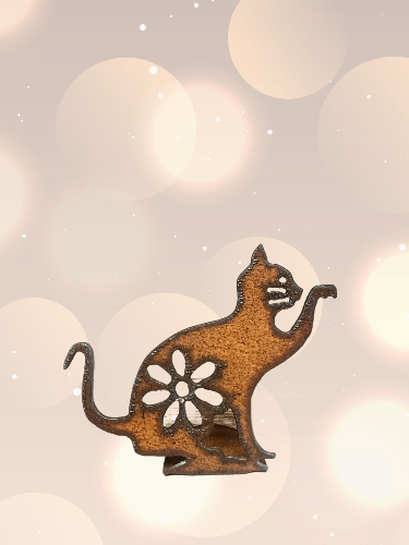 Cat Floral Cutout Figurine