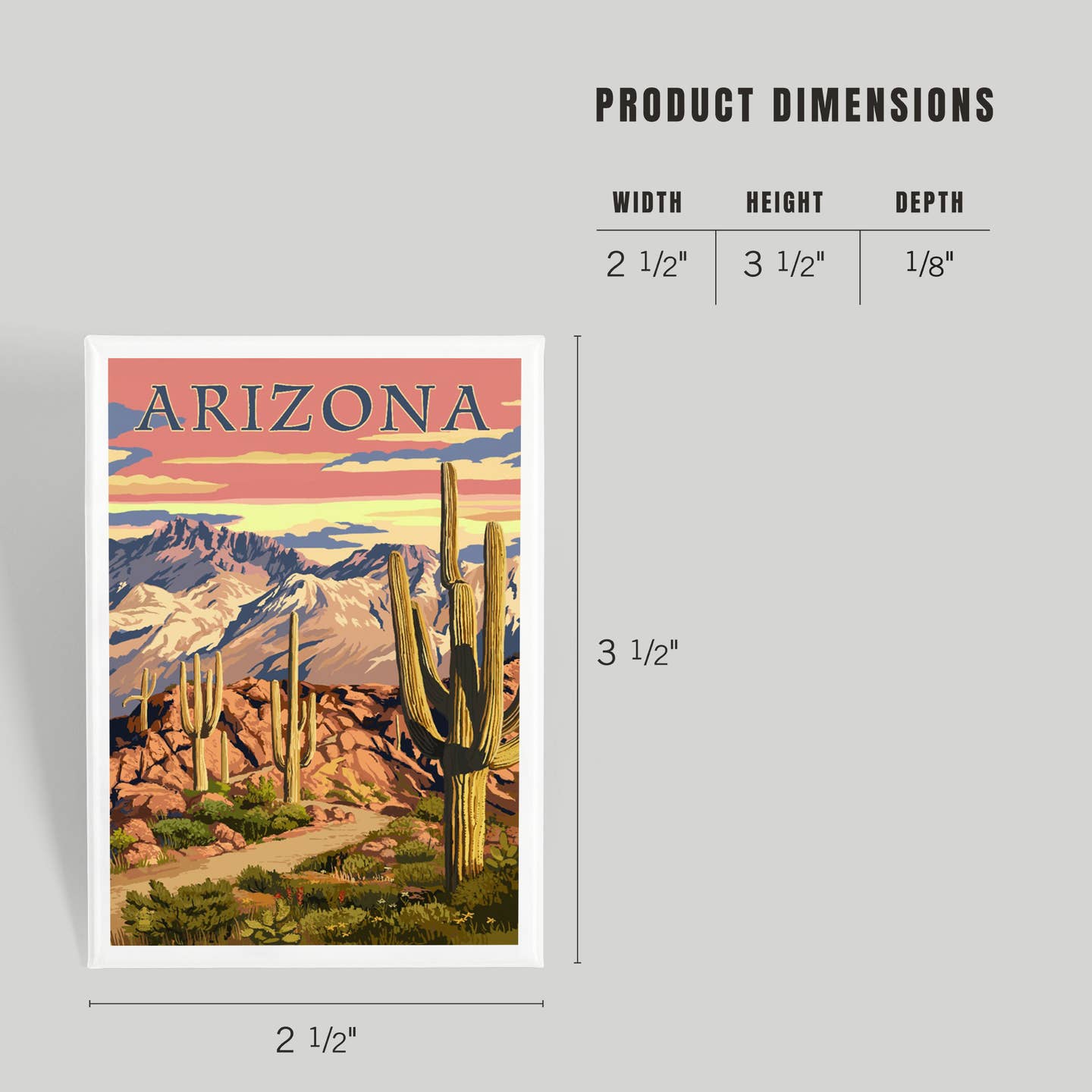 Arizona Desert Cactus Trail Scene at Sunset Ceramic Magnet