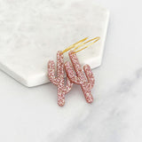 Elongated Acrylic Cactus Hoop Earrings