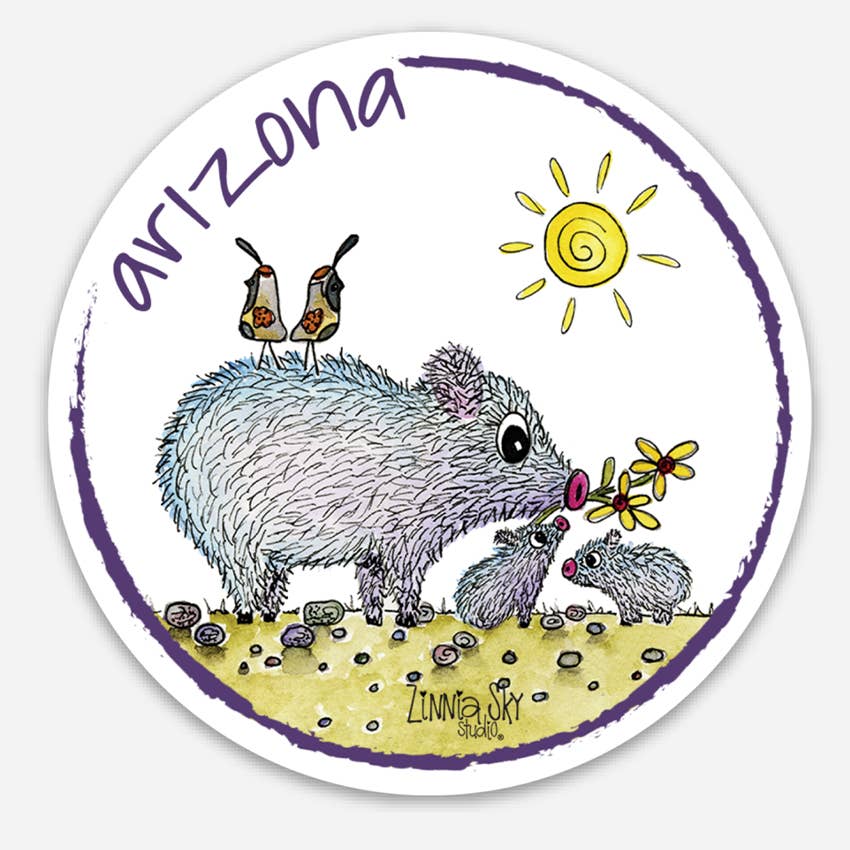 Arizona Javelina Pig Babies Vinyl Sticker