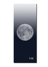 Alpha Centurion Yoga Mat shows a large moon graphic against a gradient light to dark gray backdrop.