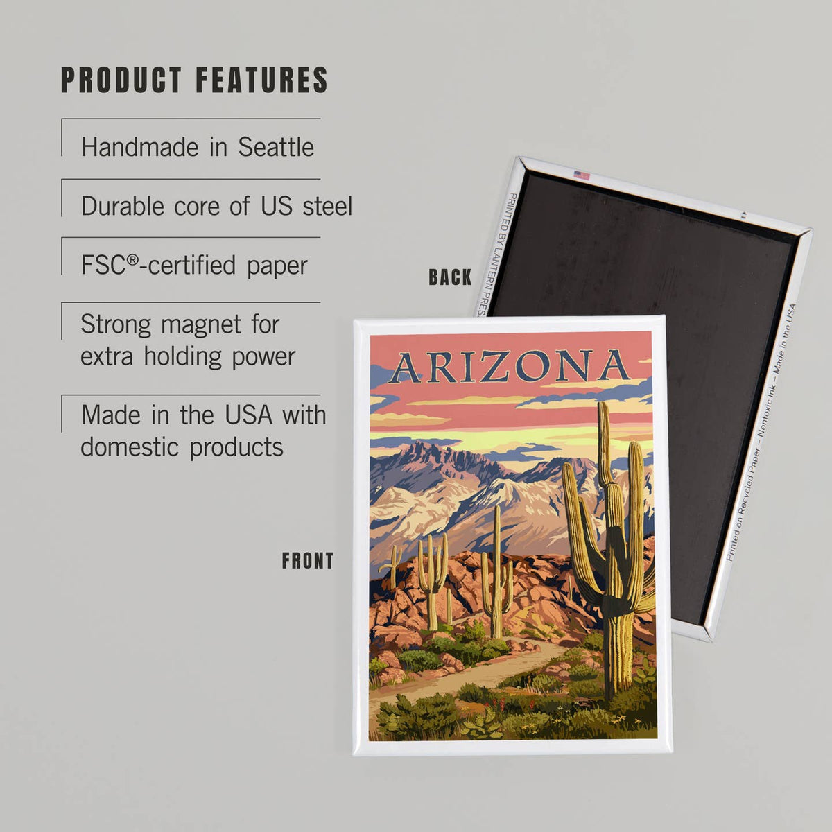 Arizona Desert Cactus Trail at Sunset Magnet