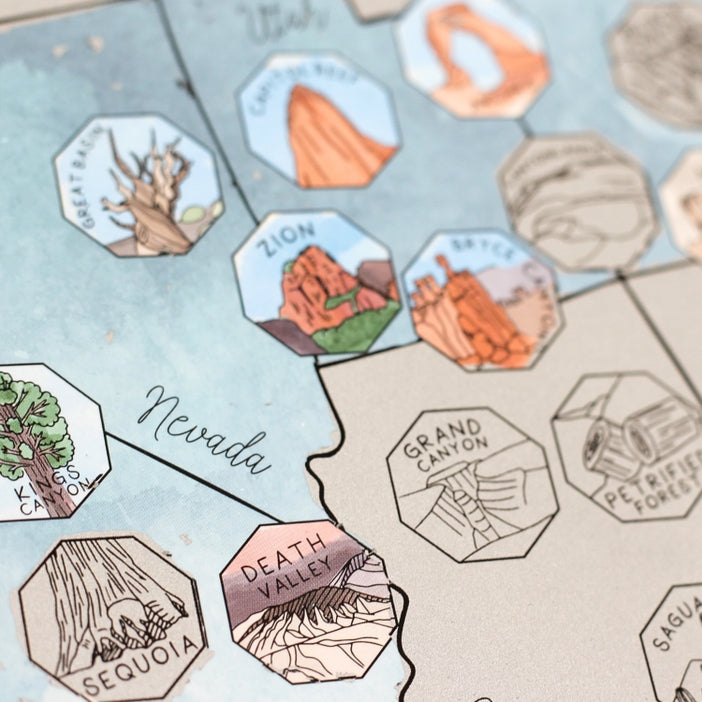 63 US National Park Scratch-Off 10" x 8" Map