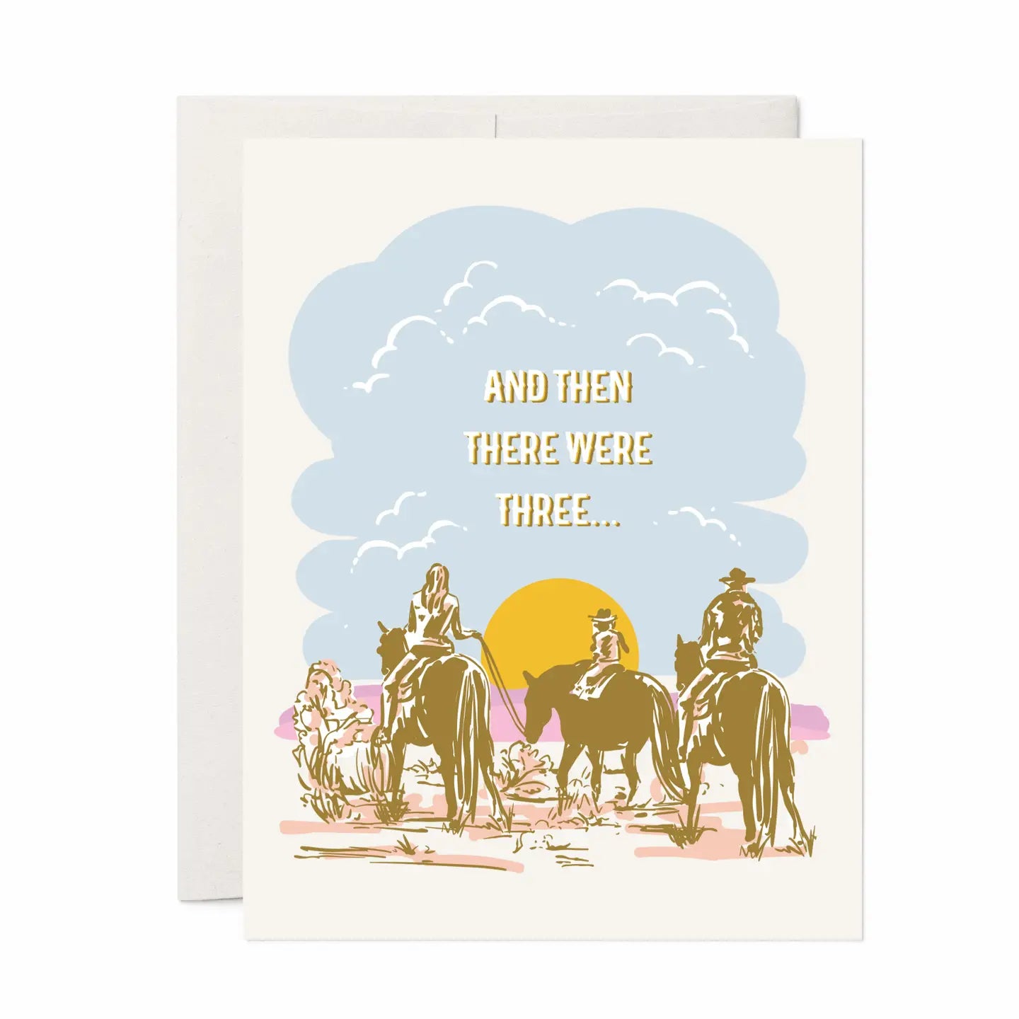 Three Cowboys Newborn Welcome Card