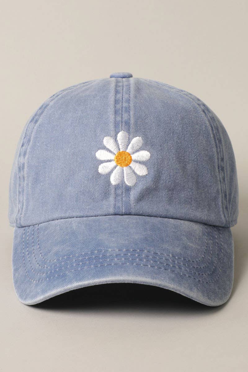 Daisy Embroidery Adjustable Baseball Cap Hat