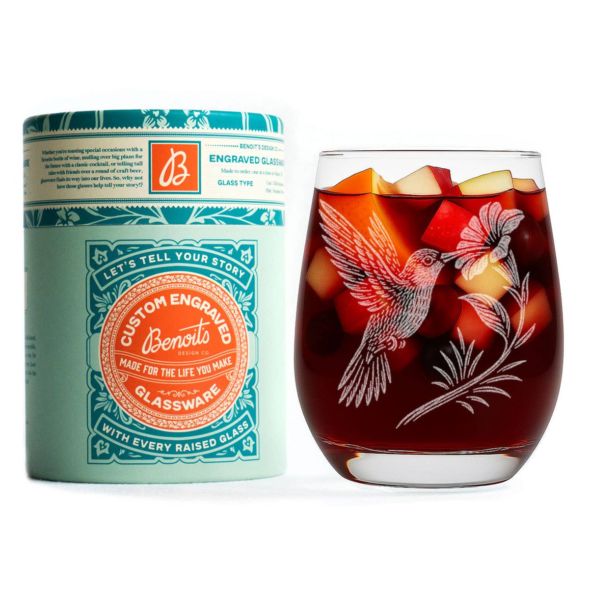 Hummingbird Stemless Wine Glass