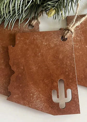 Copper Painted Wood Arizona Ornament