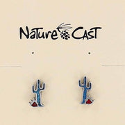 Turquoise Inlay Desert Cactus Studs