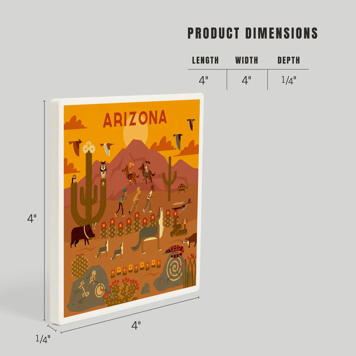 Arizona Retro Route 66 Geometric Ceramic Coaster