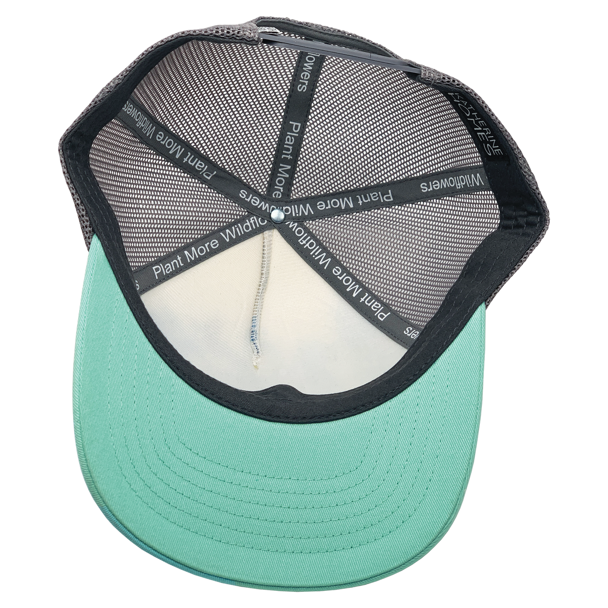 Iris Flowers | Trucker Hat | Aqua | 100% Grey Recycled Mesh