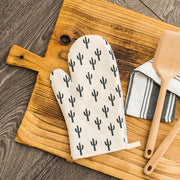White and Black Saguaro Oven Mitt - Right Hand
