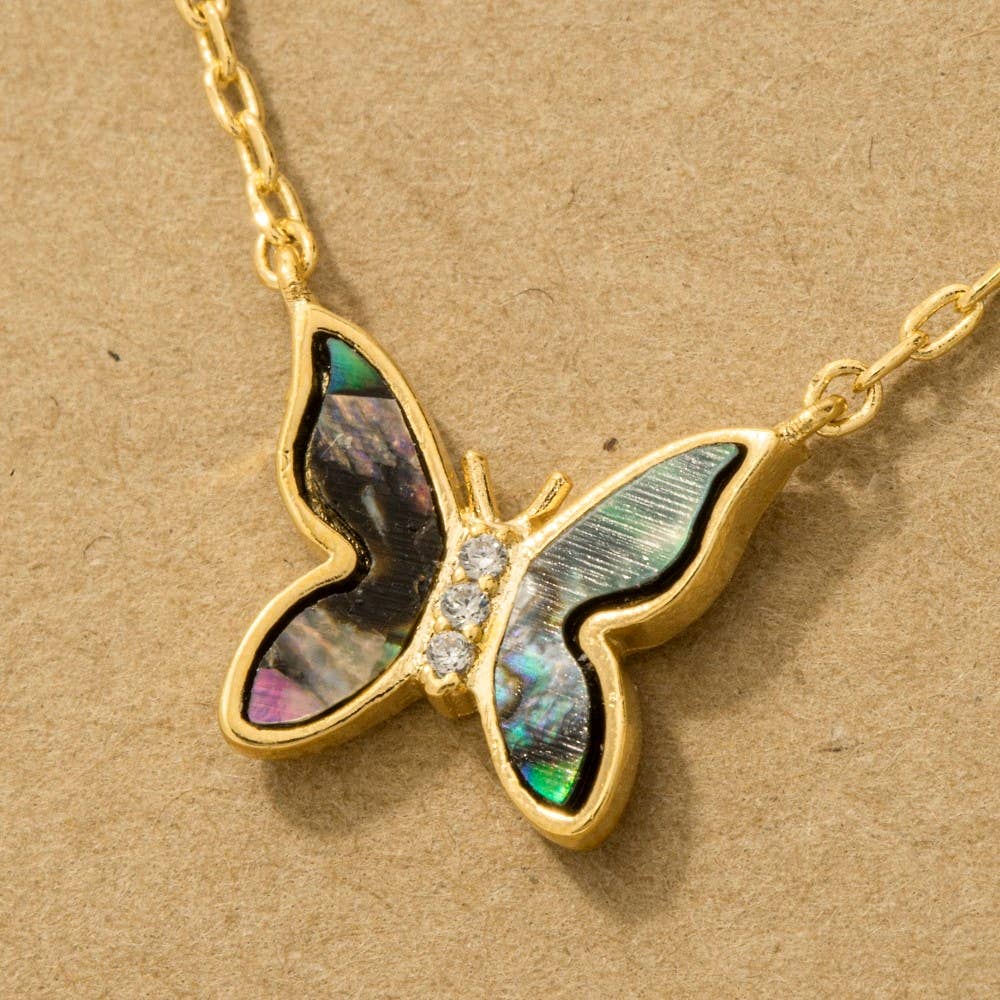 Gold Dipped Mini Butterfly Pendant Necklace