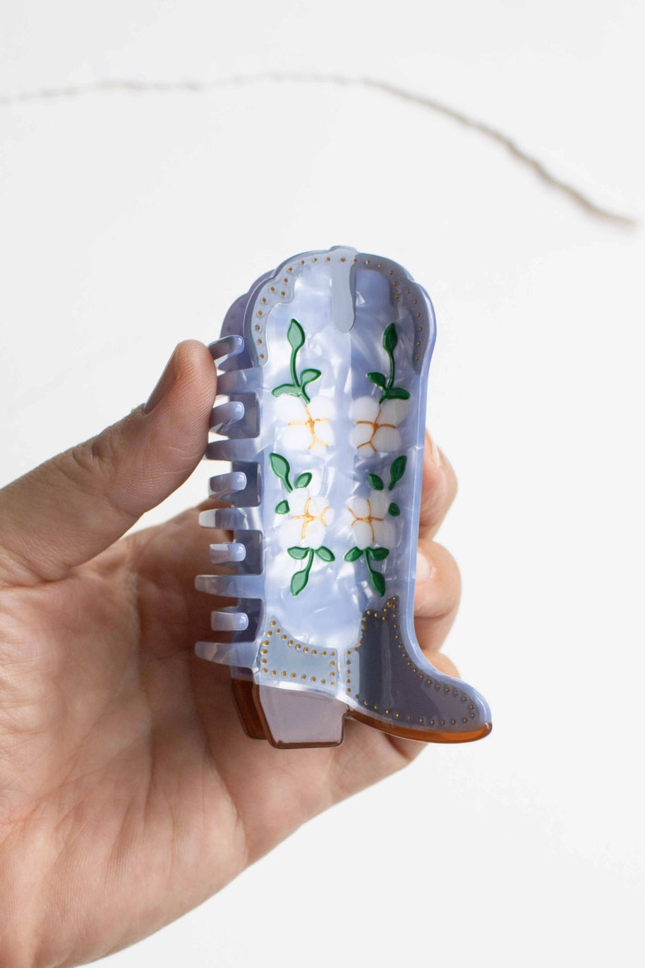 Floral Cowboy Boot Claw Clip