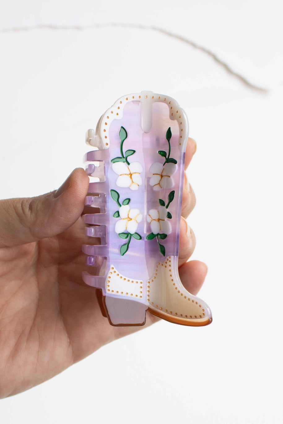 Floral Cowboy Boot Claw Clip